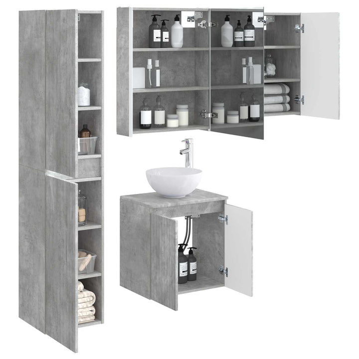 Badeværelsesskabsæt 5 pcs Betongrå 53 x 15,5 x 70 cm