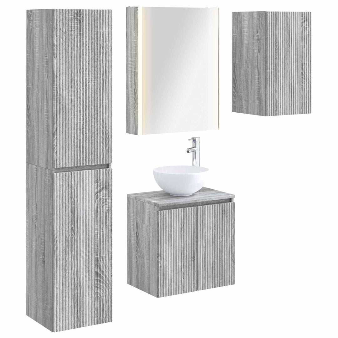 Badeværelsesskabsæt 5 pcs Grå Sonoma 53 x 15,5 x 70 cm