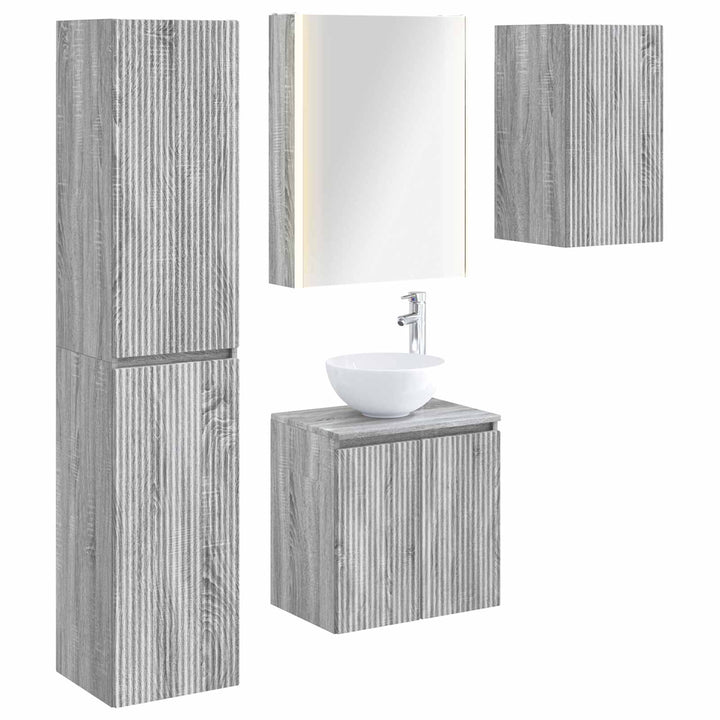 Badeværelsesskabsæt 5 pcs Grå Sonoma 53 x 15,5 x 70 cm