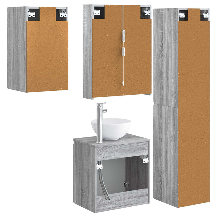 Badeværelsesskabsæt 5 pcs Grå Sonoma 53 x 15,5 x 70 cm