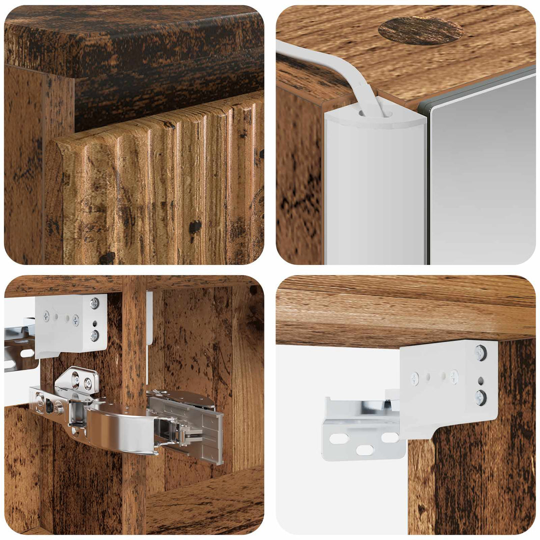 Badeværelsesskabsæt 5 pcs Gammelt træ 53 x 15,5 x 70 cm