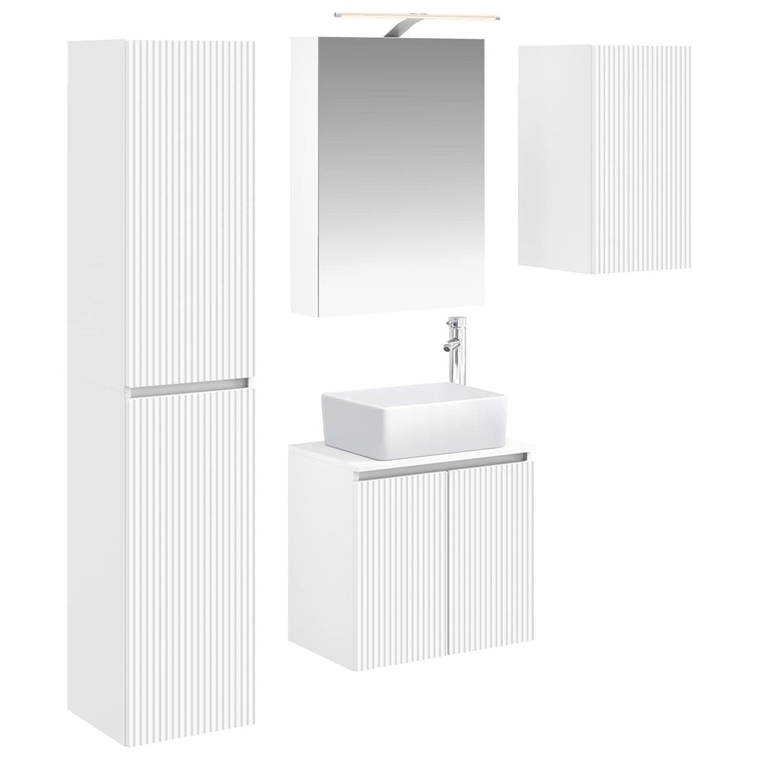 Badeværelsesskabsæt 5 pcs Hvid 50 x 14,5 x 70 cm