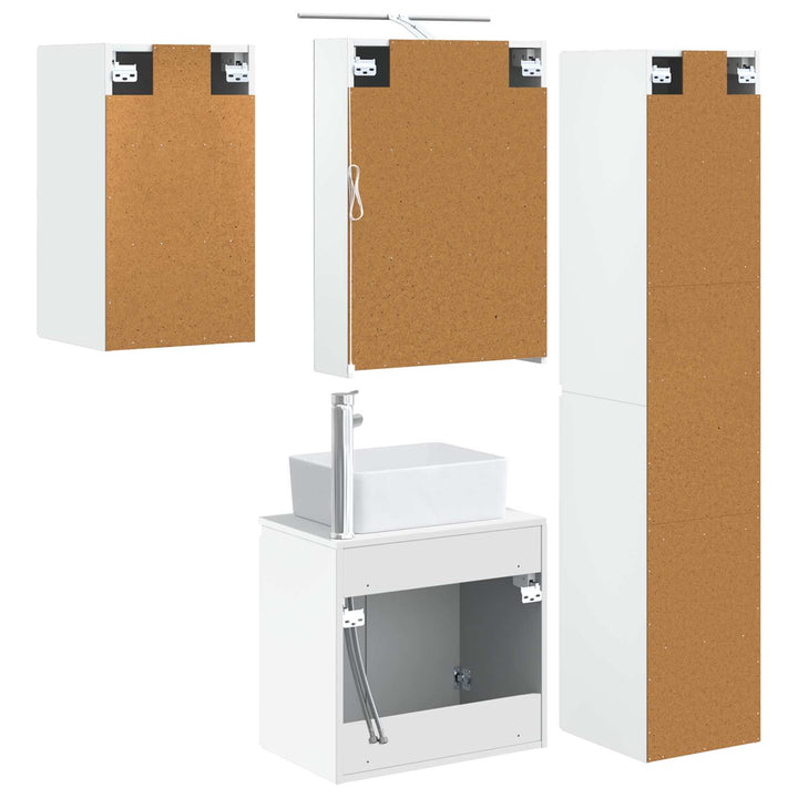 Badeværelsesskabsæt 5 pcs Hvid 50 x 14,5 x 70 cm