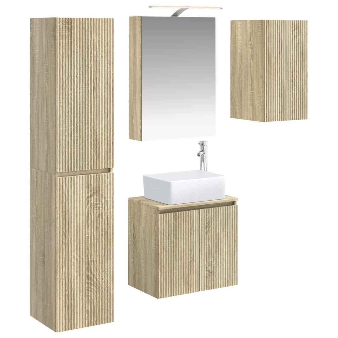 Badeværelsesskabsæt 5 pcs Sonoma-eg 50 x 14,5 x 70 cm