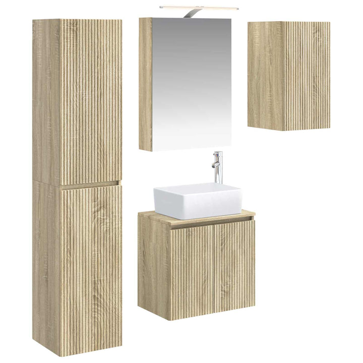 Badeværelsesskabsæt 5 pcs Sonoma-eg 50 x 14,5 x 70 cm