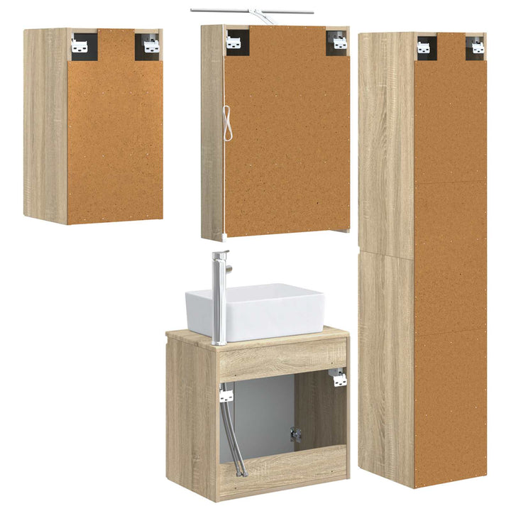 Badeværelsesskabsæt 5 pcs Sonoma-eg 50 x 14,5 x 70 cm