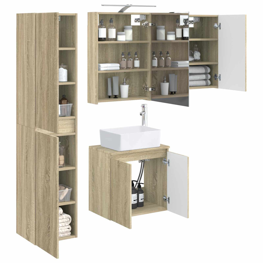 Badeværelsesskabsæt 5 pcs Sonoma-eg 50 x 14,5 x 70 cm