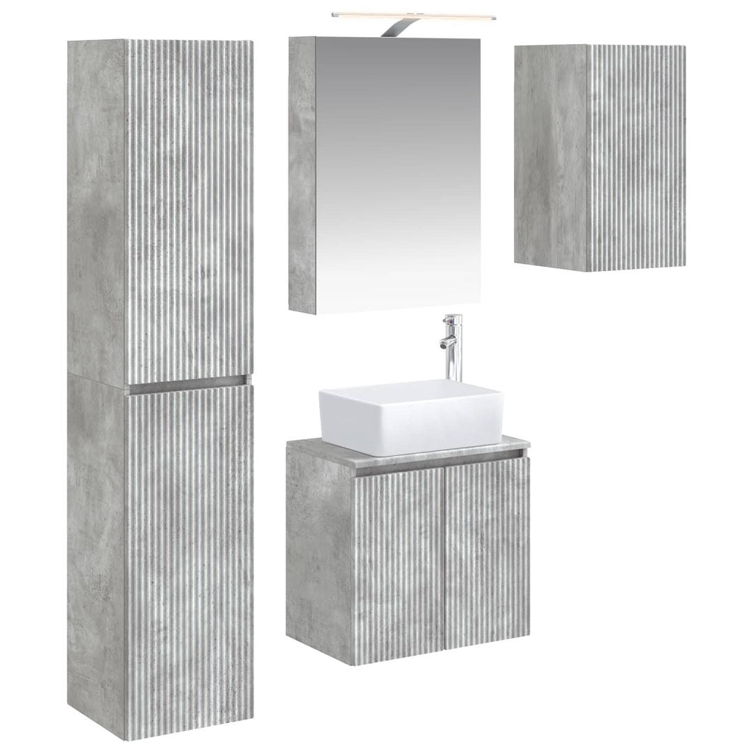 Badeværelsesskabsæt 5 pcs Betongrå 50 x 14,5 x 70 cm