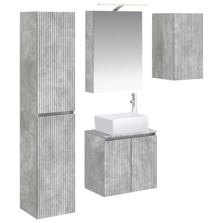 Badeværelsesskabsæt 5 pcs Betongrå 50 x 14,5 x 70 cm