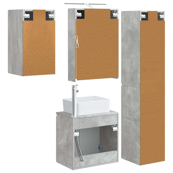 Badeværelsesskabsæt 5 pcs Betongrå 50 x 14,5 x 70 cm