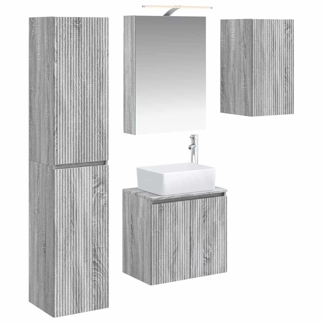 Badeværelsesskabsæt 5 pcs Grå Sonoma 50 x 14,5 x 70 cm