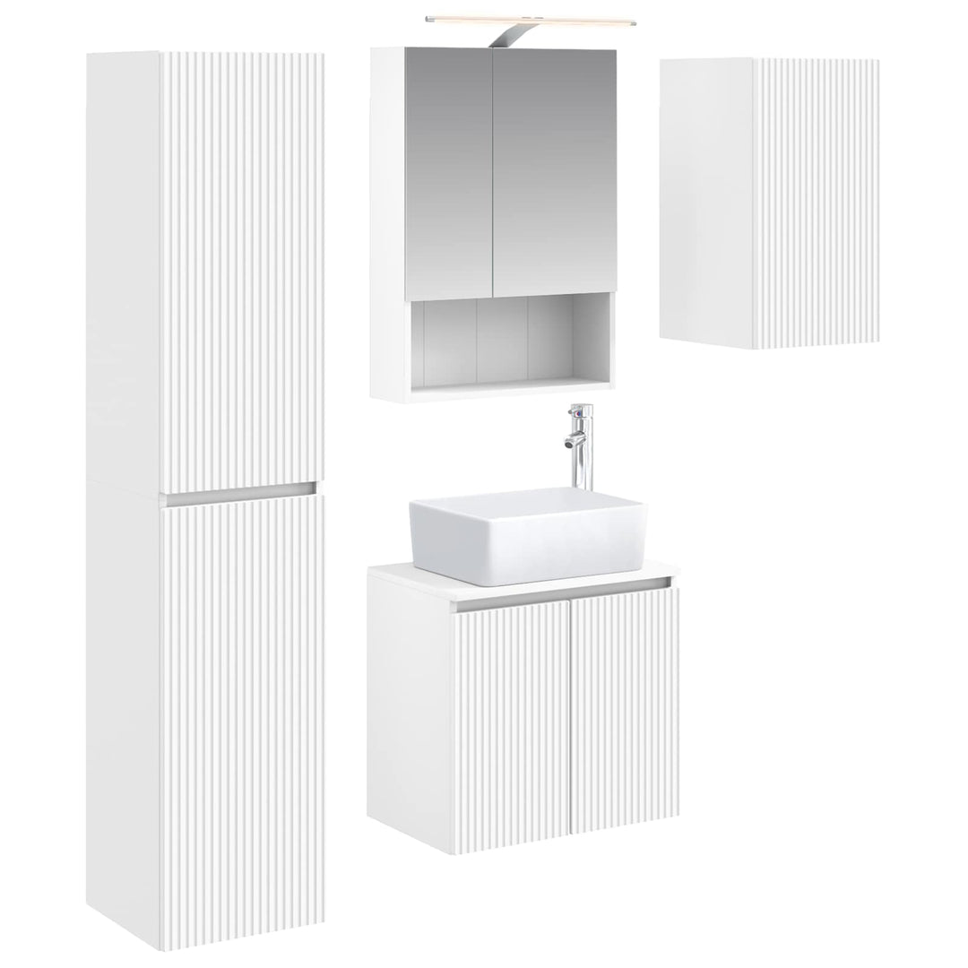 Badeværelsesskabsæt 5 pcs Hvid 50 x 14,5 x 70 cm