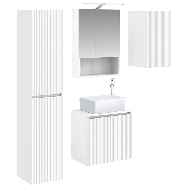 Badeværelsesskabsæt 5 pcs Hvid 50 x 14,5 x 70 cm