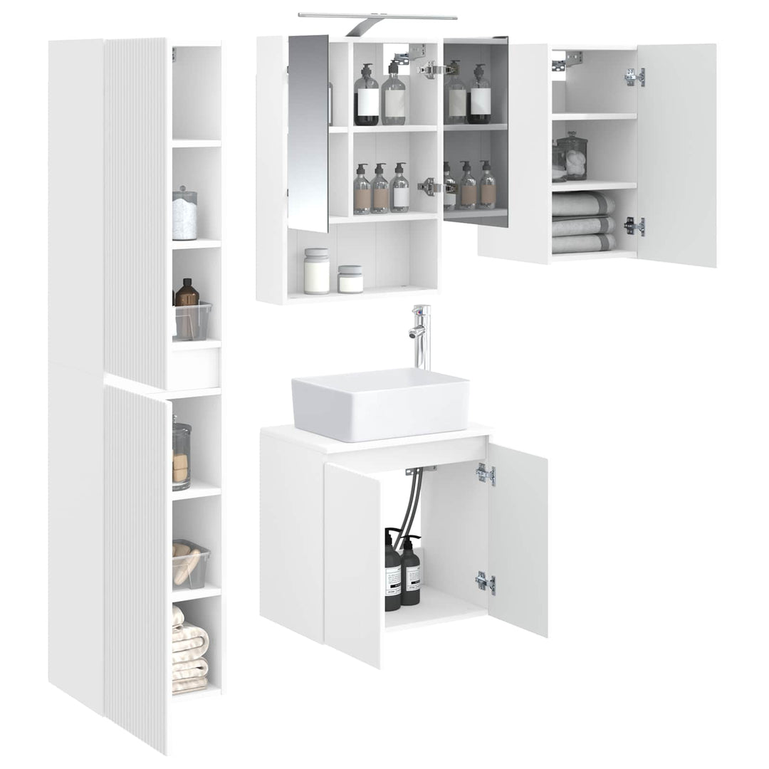 Badeværelsesskabsæt 5 pcs Hvid 50 x 14,5 x 70 cm