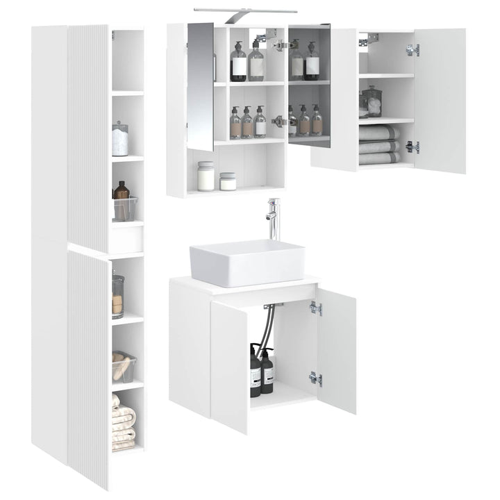 Badeværelsesskabsæt 5 pcs Hvid 50 x 14,5 x 70 cm