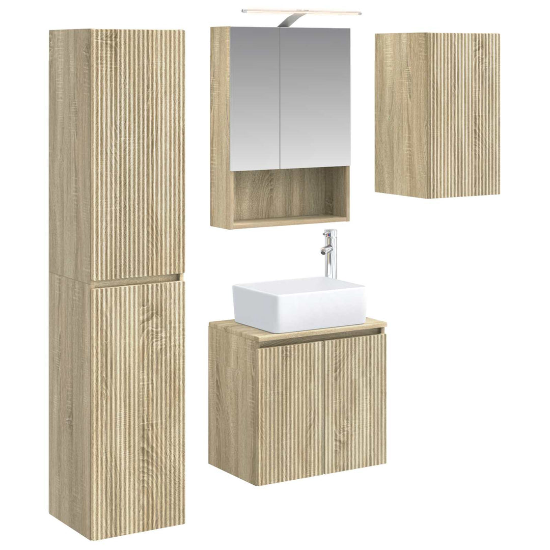 Badeværelsesskabsæt 5 pcs Sonoma-eg 50 x 14,5 x 70 cm