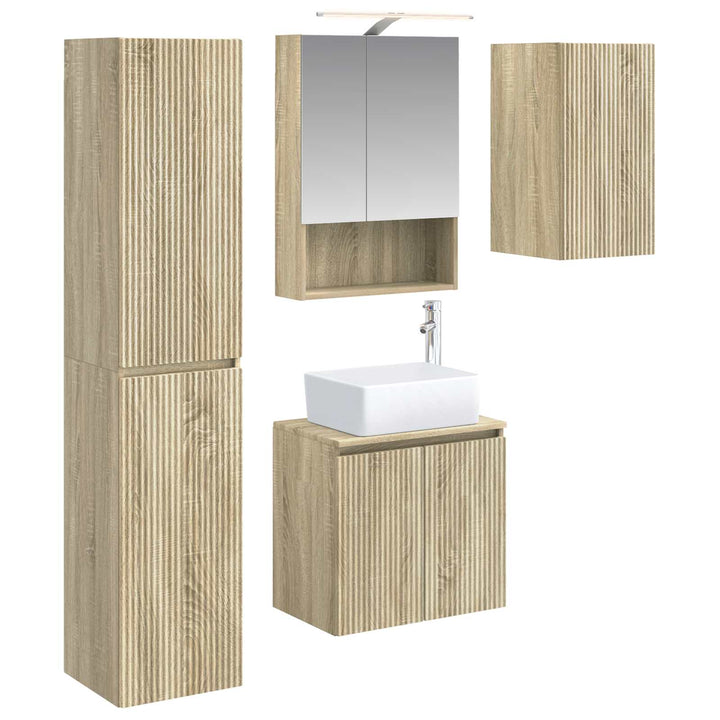 Badeværelsesskabsæt 5 pcs Sonoma-eg 50 x 14,5 x 70 cm