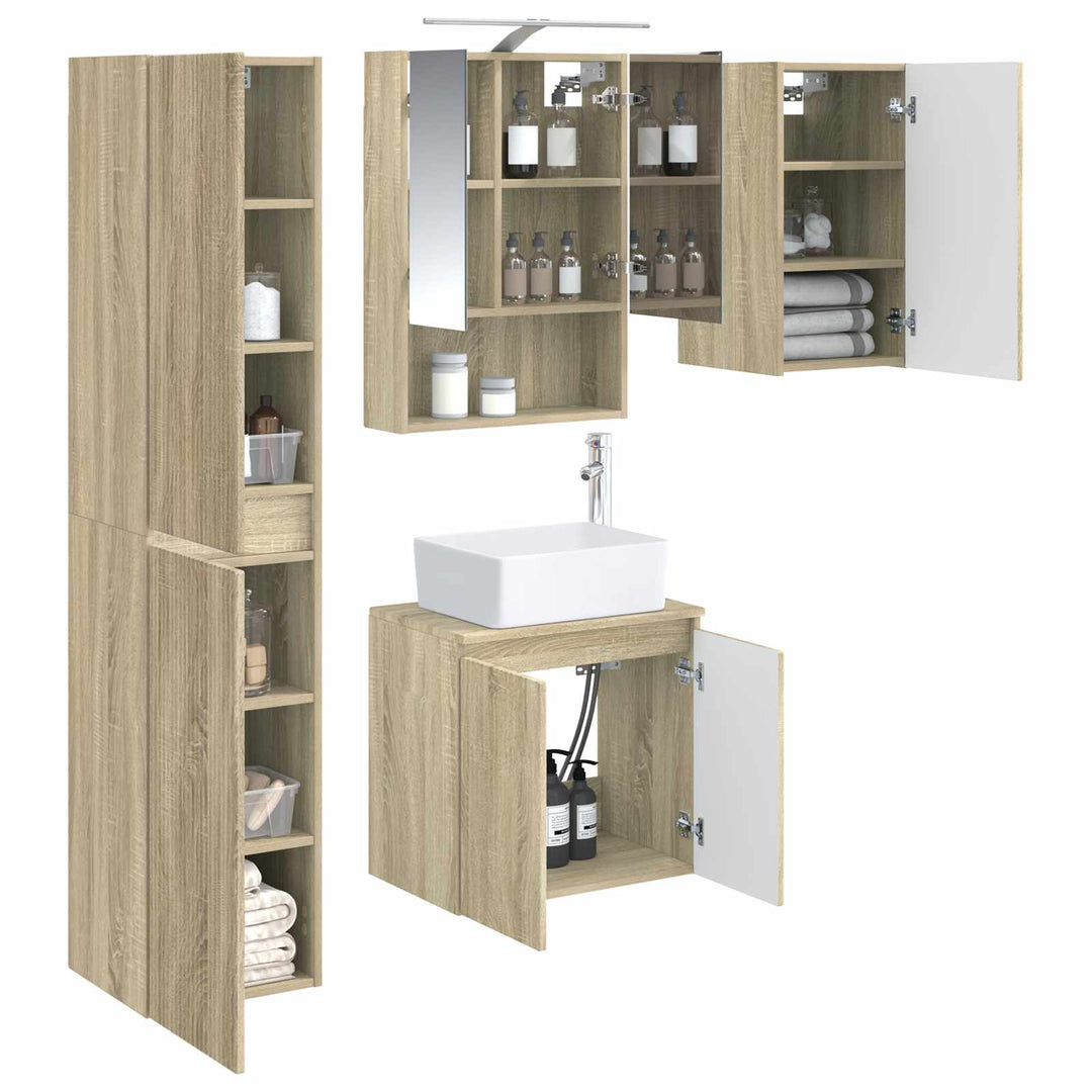 Badeværelsesskabsæt 5 pcs Sonoma-eg 50 x 14,5 x 70 cm