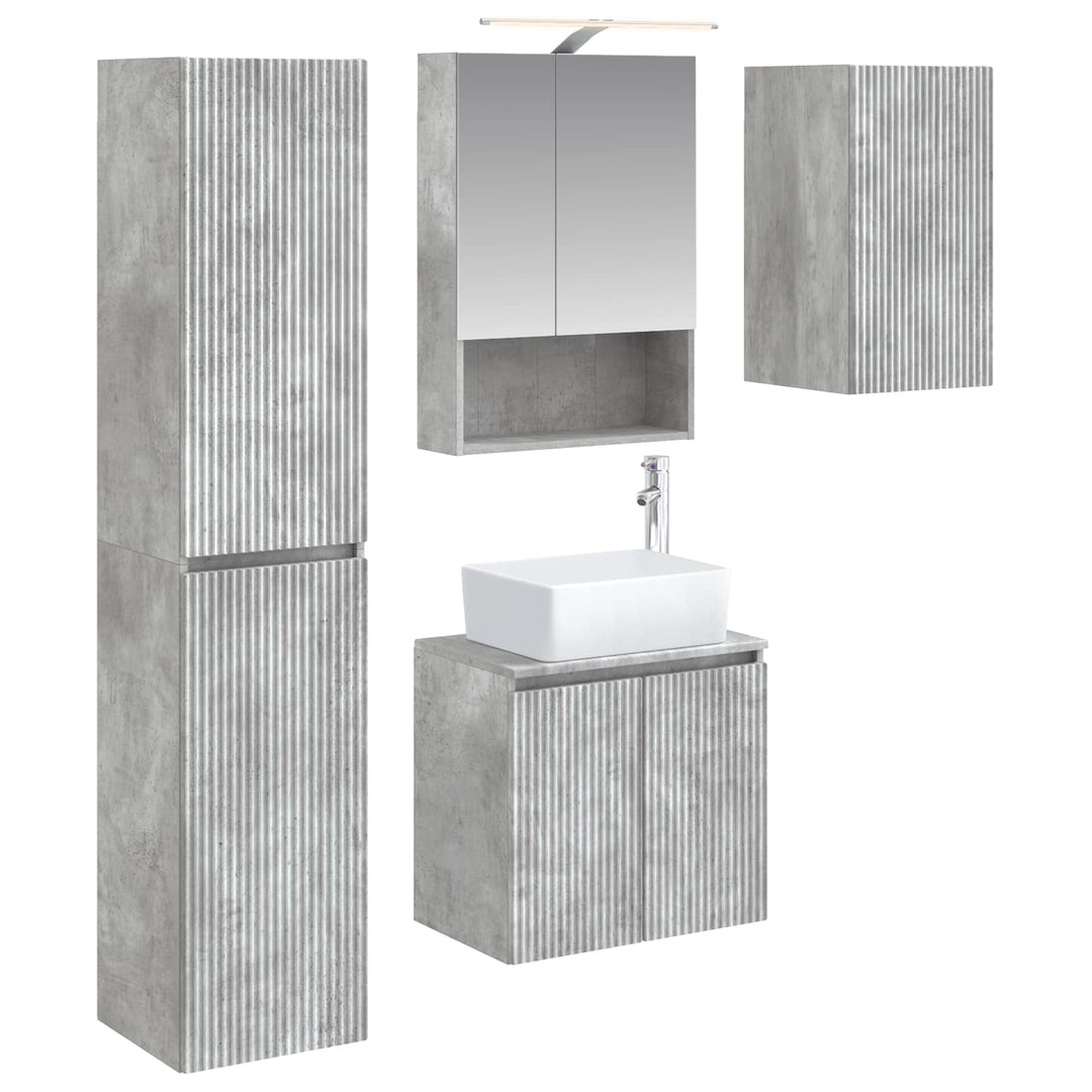 Badeværelsesskabsæt 5 pcs Betongrå 50 x 14,5 x 70 cm