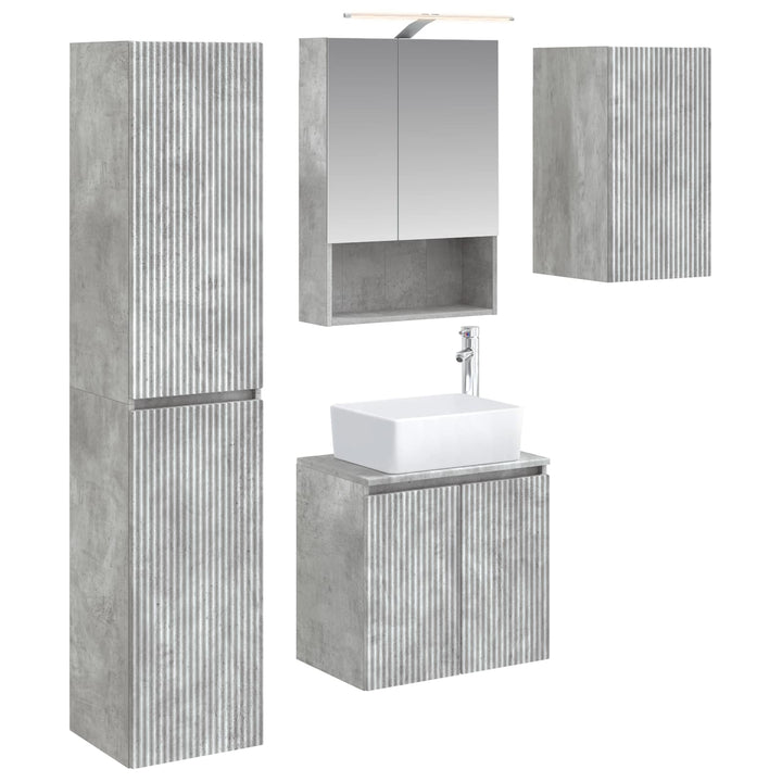 Badeværelsesskabsæt 5 pcs Betongrå 50 x 14,5 x 70 cm