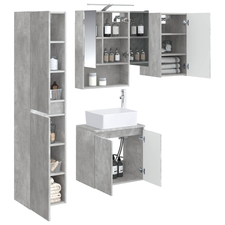 Badeværelsesskabsæt 5 pcs Betongrå 50 x 14,5 x 70 cm