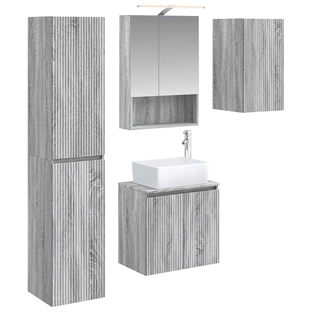 Badeværelsesskabsæt 5 pcs Grå Sonoma 50 x 14,5 x 70 cm