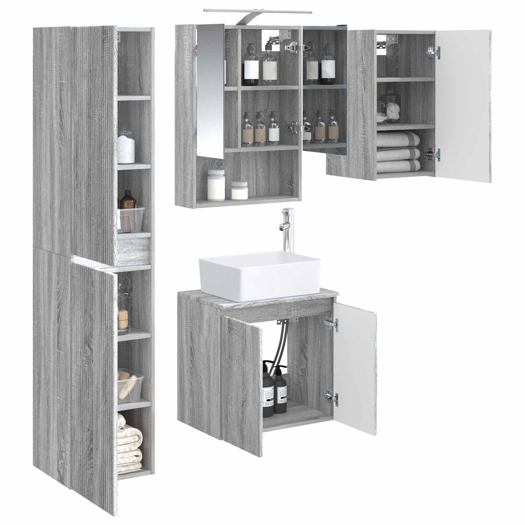Badeværelsesskabsæt 5 pcs Grå Sonoma 50 x 14,5 x 70 cm