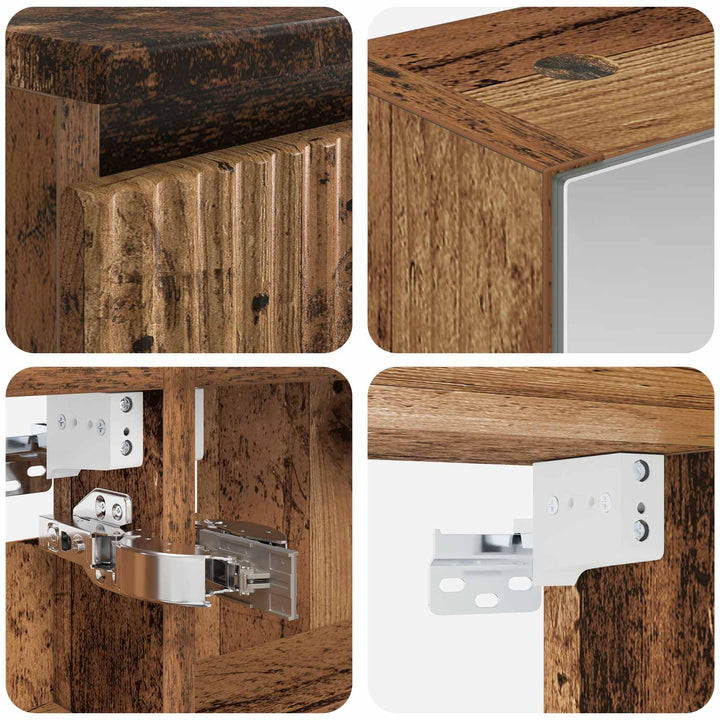 Badeværelsesskabsæt 5 pcs Gammelt træ 50 x 14,5 x 70 cm