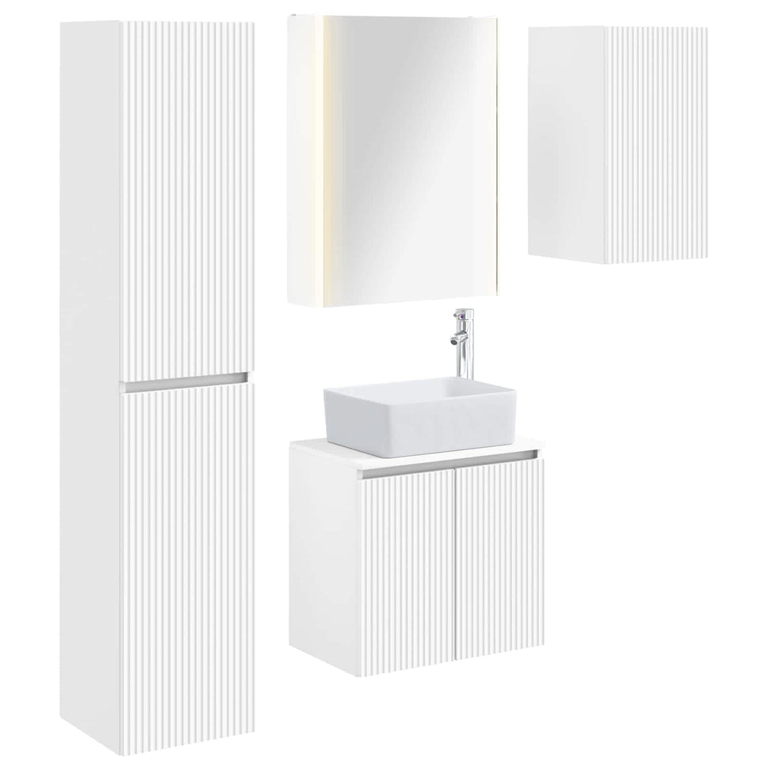 Badeværelsesskabsæt 5 pcs Hvid 53 x 15,5 x 70 cm