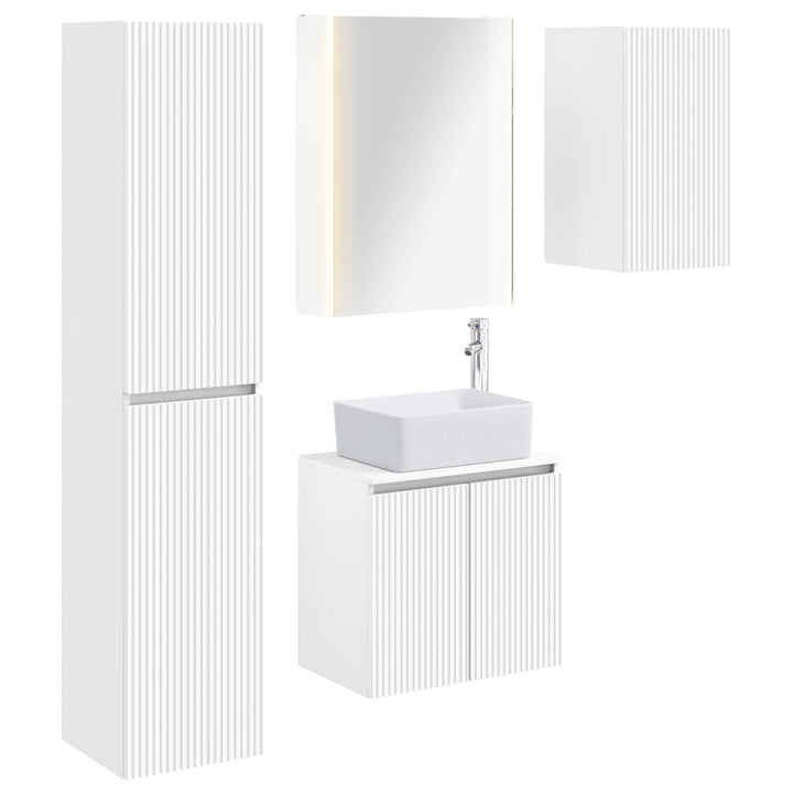 Badeværelsesskabsæt 5 pcs Hvid 53 x 15,5 x 70 cm