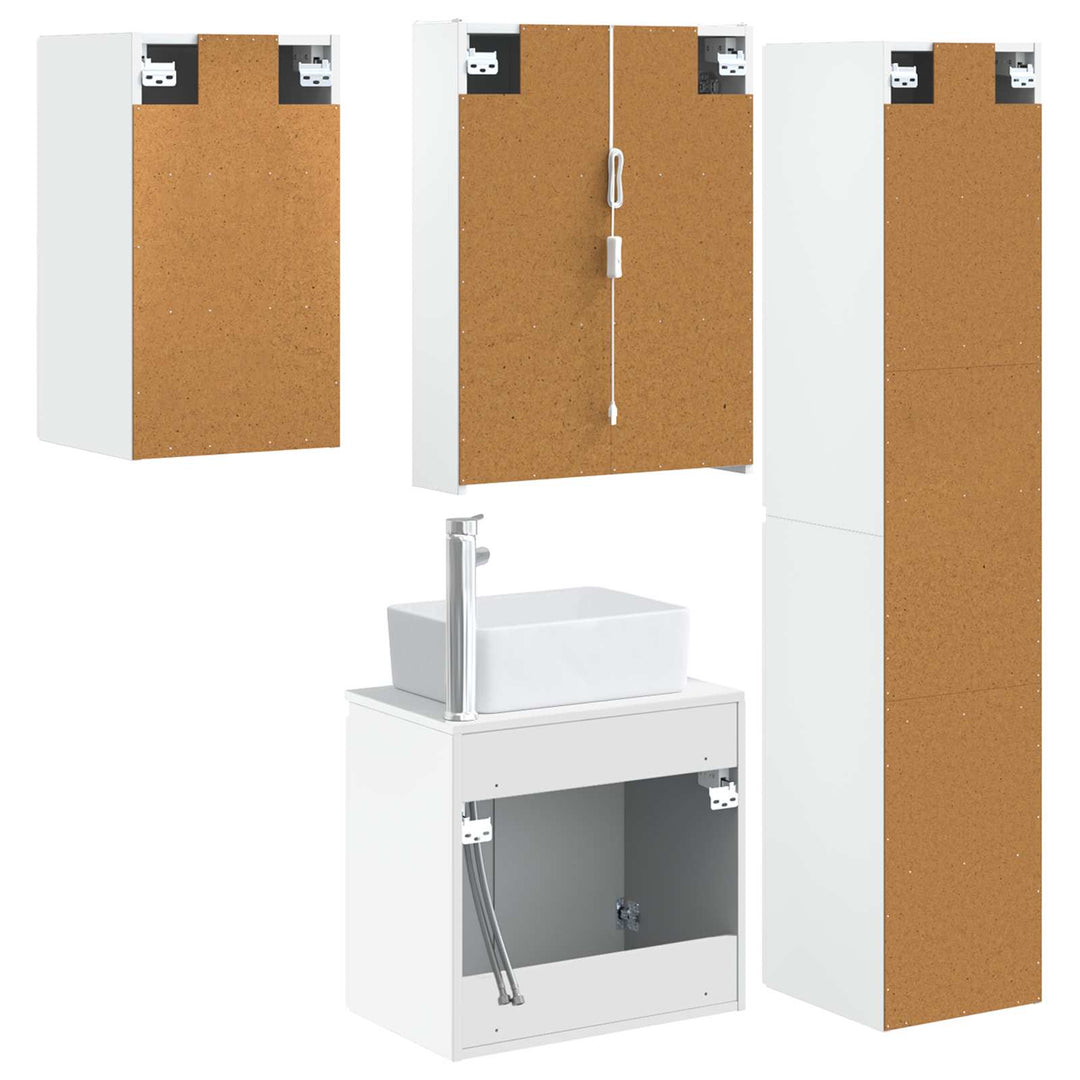 Badeværelsesskabsæt 5 pcs Hvid 53 x 15,5 x 70 cm