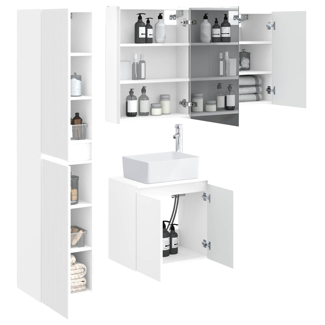 Badeværelsesskabsæt 5 pcs Hvid 53 x 15,5 x 70 cm