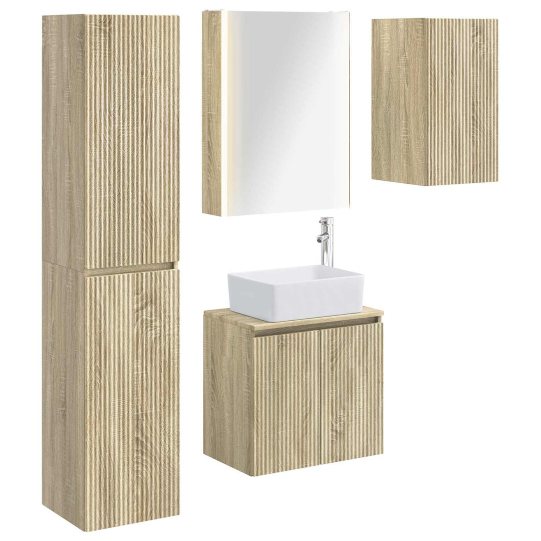 Badeværelsesskabsæt 5 pcs Sonoma-eg 53 x 15,5 x 70 cm