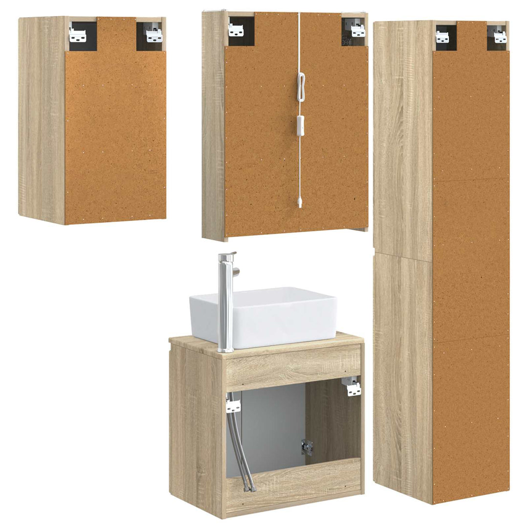Badeværelsesskabsæt 5 pcs Sonoma-eg 53 x 15,5 x 70 cm