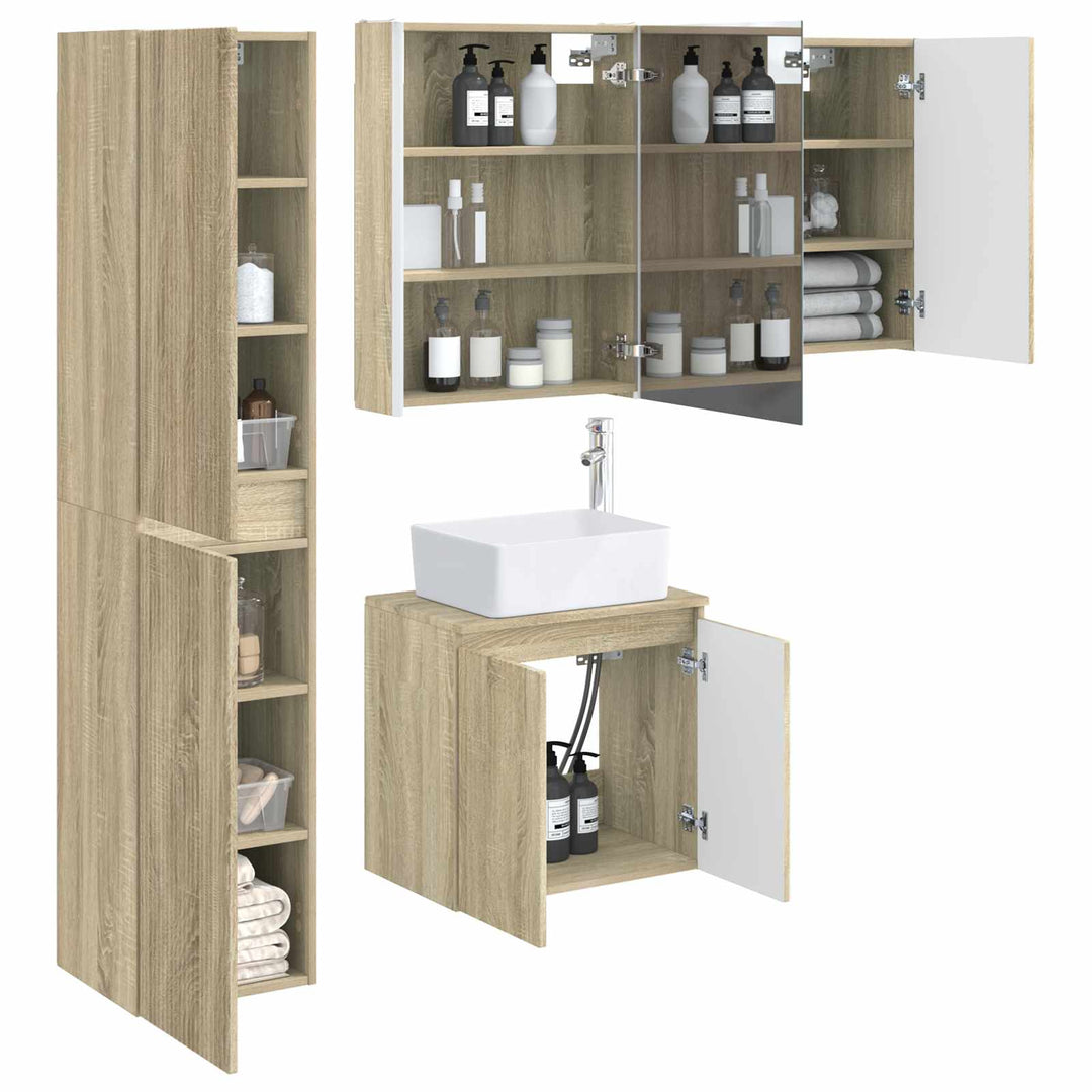 Badeværelsesskabsæt 5 pcs Sonoma-eg 53 x 15,5 x 70 cm