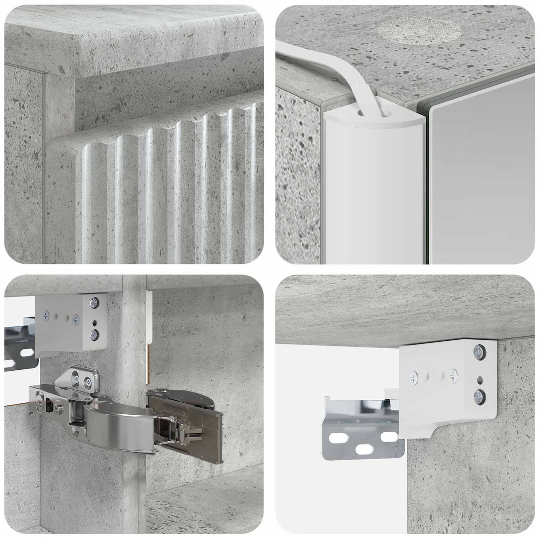 Badeværelsesskabsæt 5 pcs Betongrå 53 x 15,5 x 70 cm