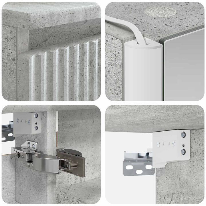 Badeværelsesskabsæt 5 pcs Betongrå 53 x 15,5 x 70 cm