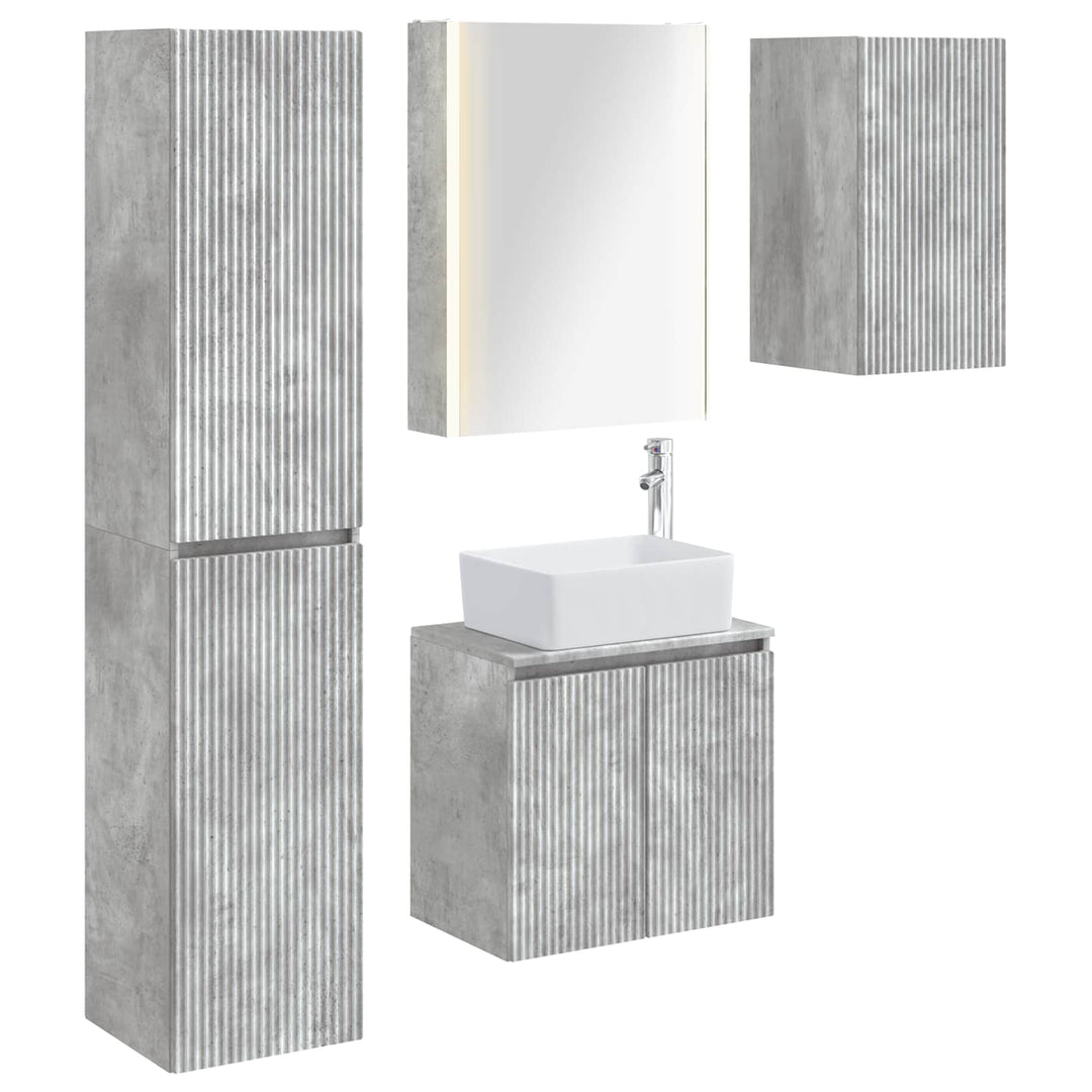 Badeværelsesskabsæt 5 pcs Betongrå 53 x 15,5 x 70 cm