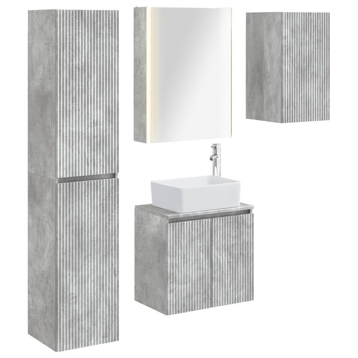 Badeværelsesskabsæt 5 pcs Betongrå 53 x 15,5 x 70 cm