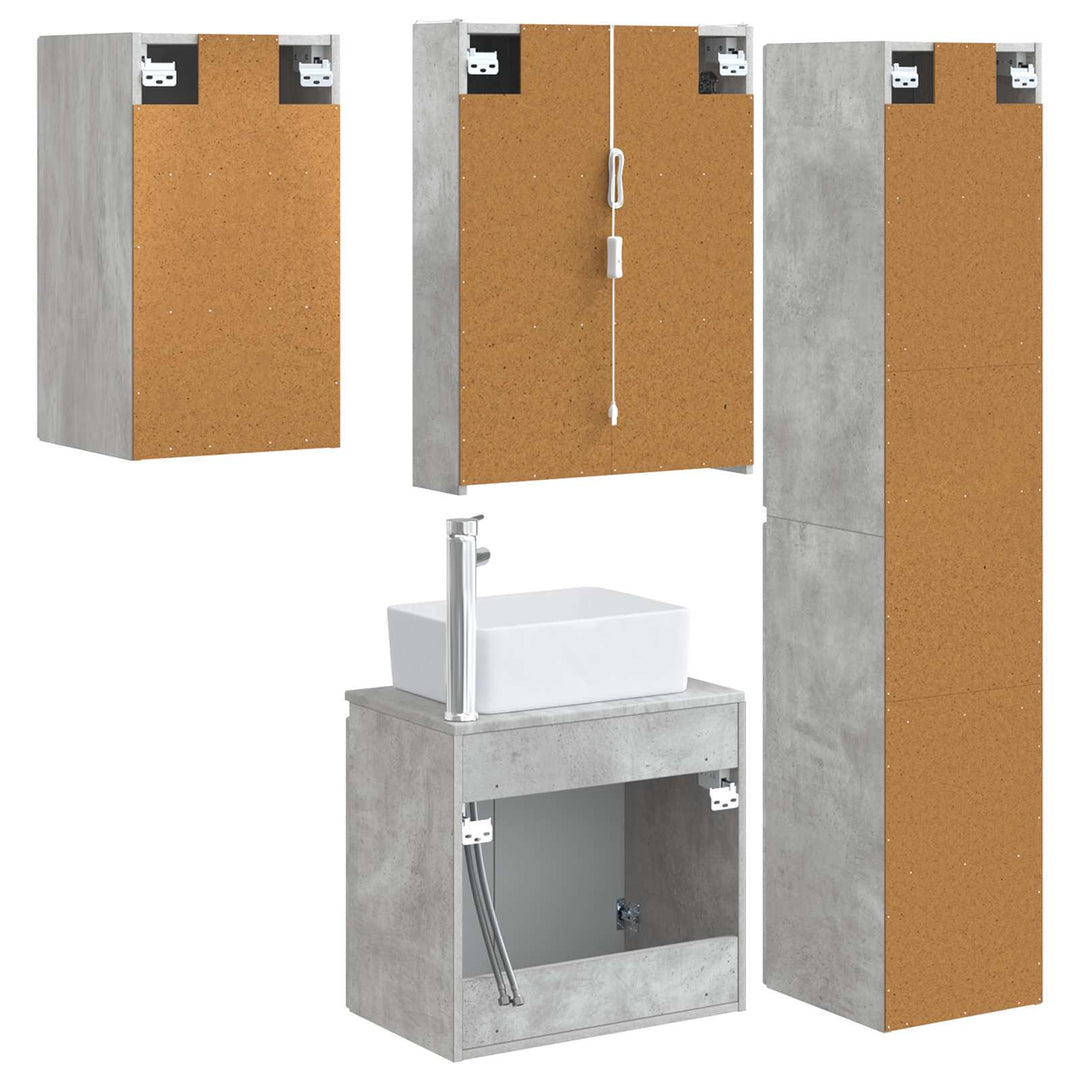 Badeværelsesskabsæt 5 pcs Betongrå 53 x 15,5 x 70 cm