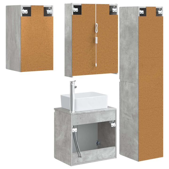 Badeværelsesskabsæt 5 pcs Betongrå 53 x 15,5 x 70 cm