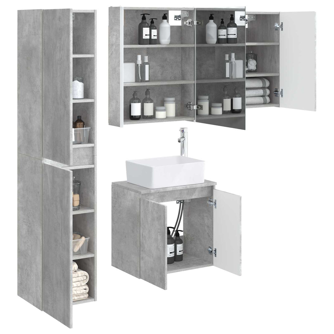 Badeværelsesskabsæt 5 pcs Betongrå 53 x 15,5 x 70 cm