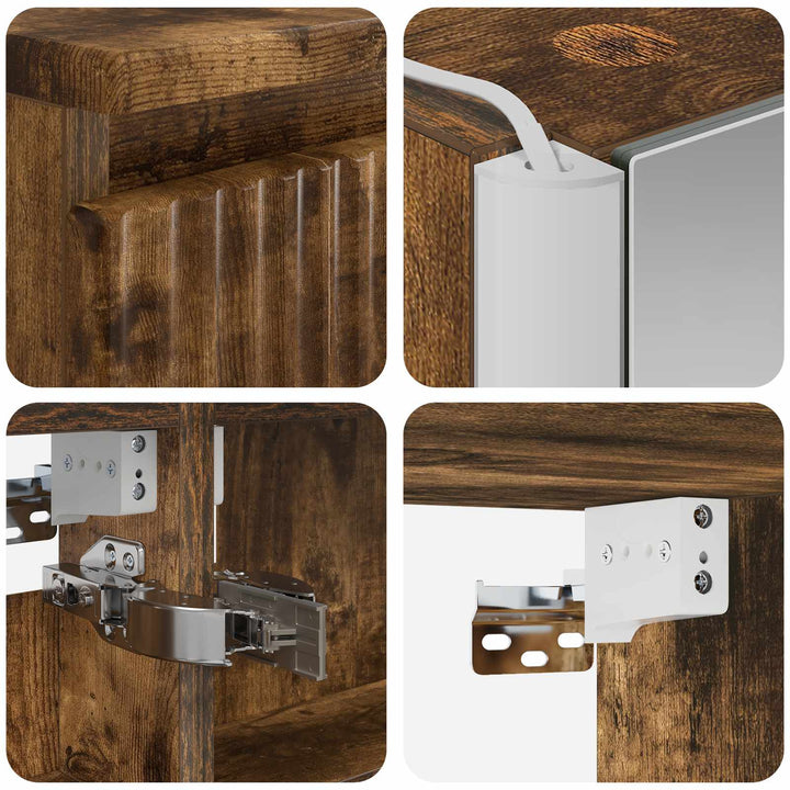 Badeværelsesskabsæt 5 pcs Røget eg 53 x 15,5 x 70 cm