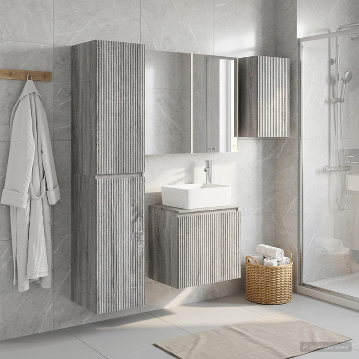 Badeværelsesskabsæt 5 stk. Grå Sonoma Konstrueret træ