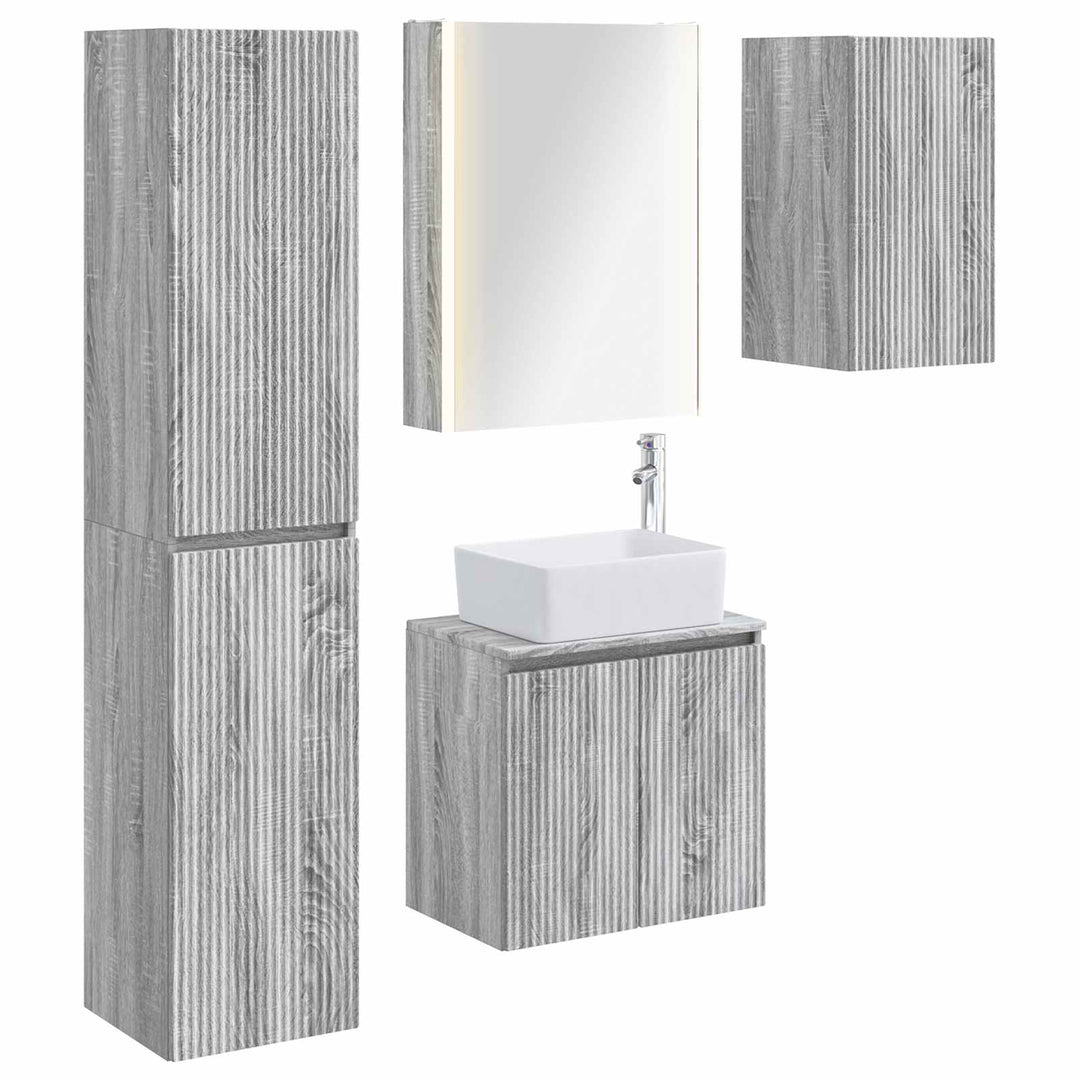 Badeværelsesskabsæt 5 pcs Grå Sonoma 53 x 15,5 x 70 cm