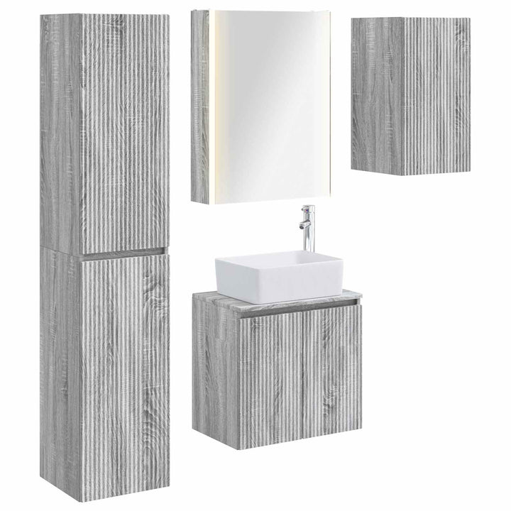 Badeværelsesskabsæt 5 pcs Grå Sonoma 53 x 15,5 x 70 cm
