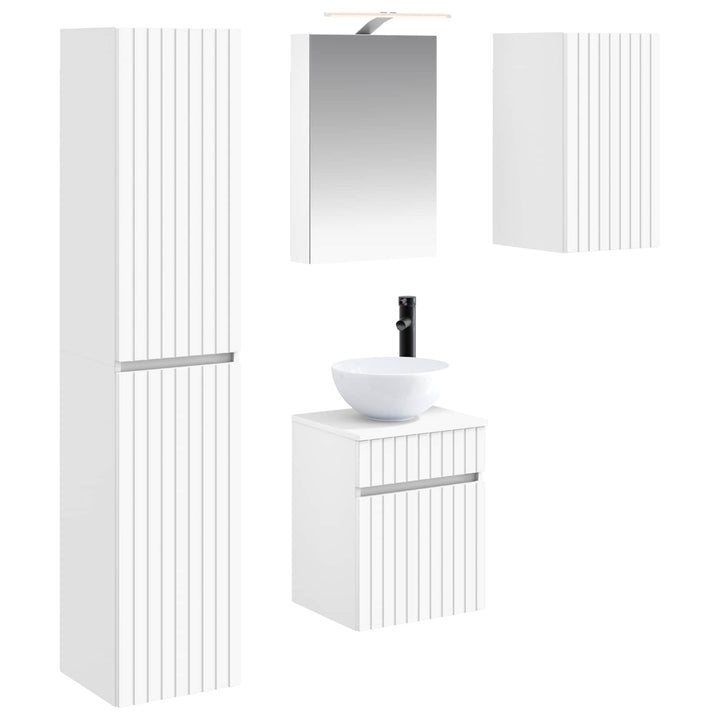 Badeværelsesskabsæt 5 pcs Hvid 40 x 10,5 x 60,5 cm