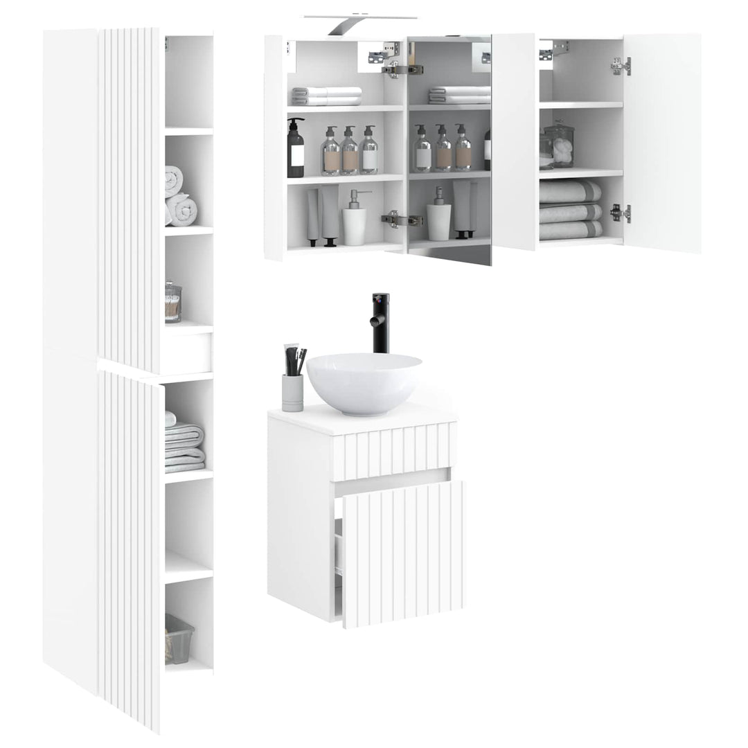 Badeværelsesskabsæt 5 pcs Hvid 40 x 10,5 x 60,5 cm