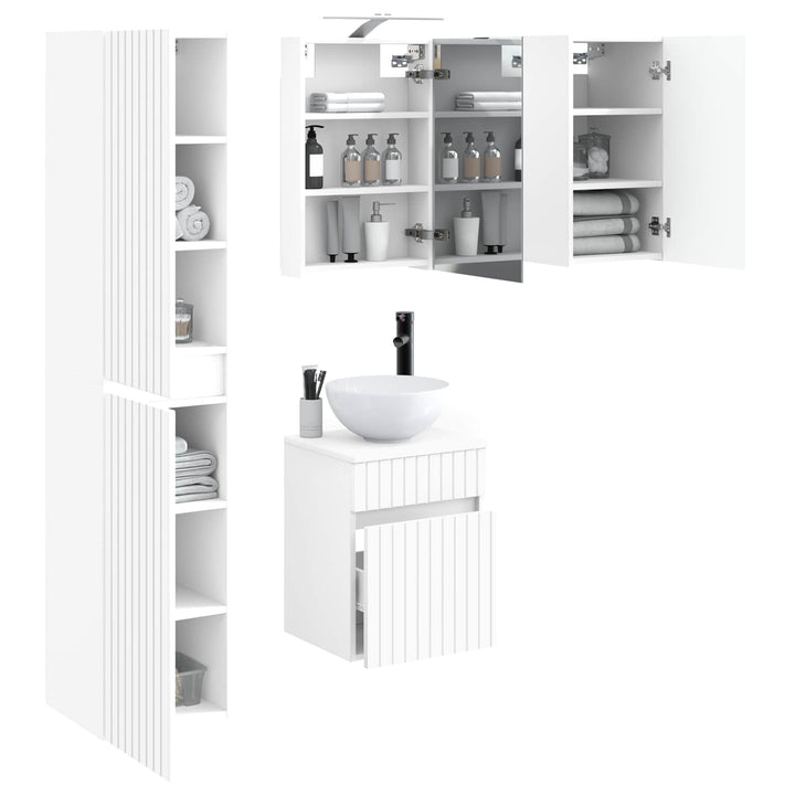 Badeværelsesskabsæt 5 pcs Hvid 40 x 10,5 x 60,5 cm