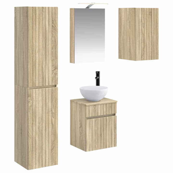 Badeværelsesskabsæt 5 pcs Sonoma-eg 40 x 10,5 x 60,5 cm
